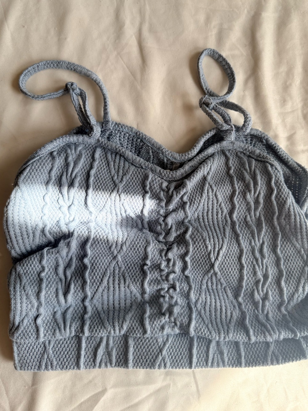 Cozy Gray Knit Top with Spaghetti Straps